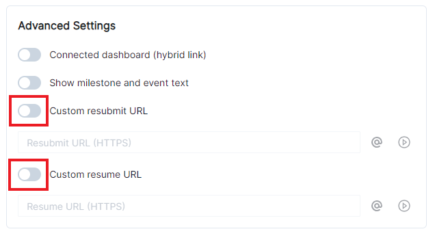 Advanced Settings radio buttons