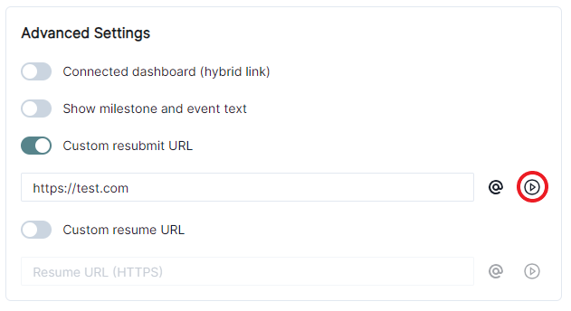 Advanced settings test url button demo